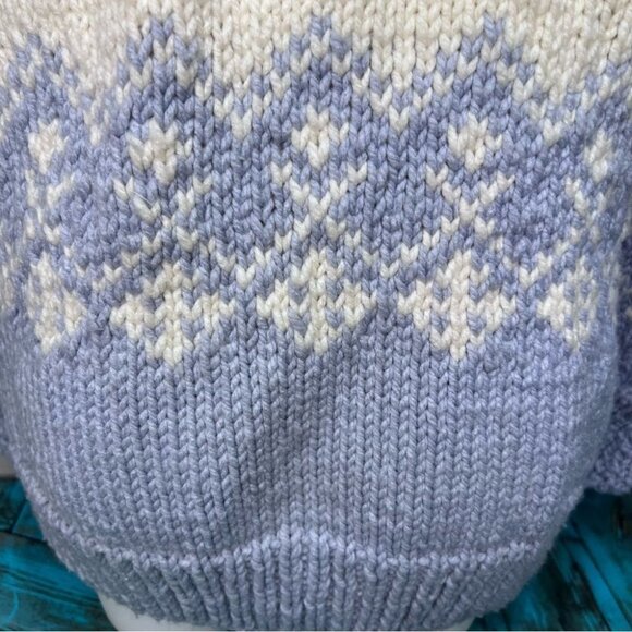 Vintage Handknit Cream & Blue Cardigan Cottagecore - Picture 10 of 16